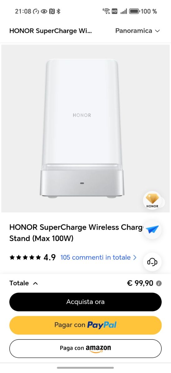 Base carga inalámbrica HONOR (100W)