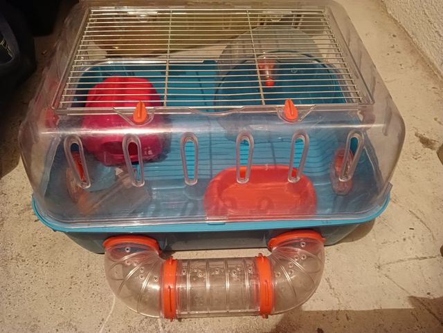 Gabbia per criceto blu e arancione