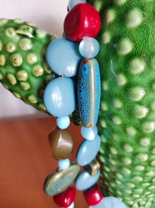 Collar bisutería turquesa-rojo