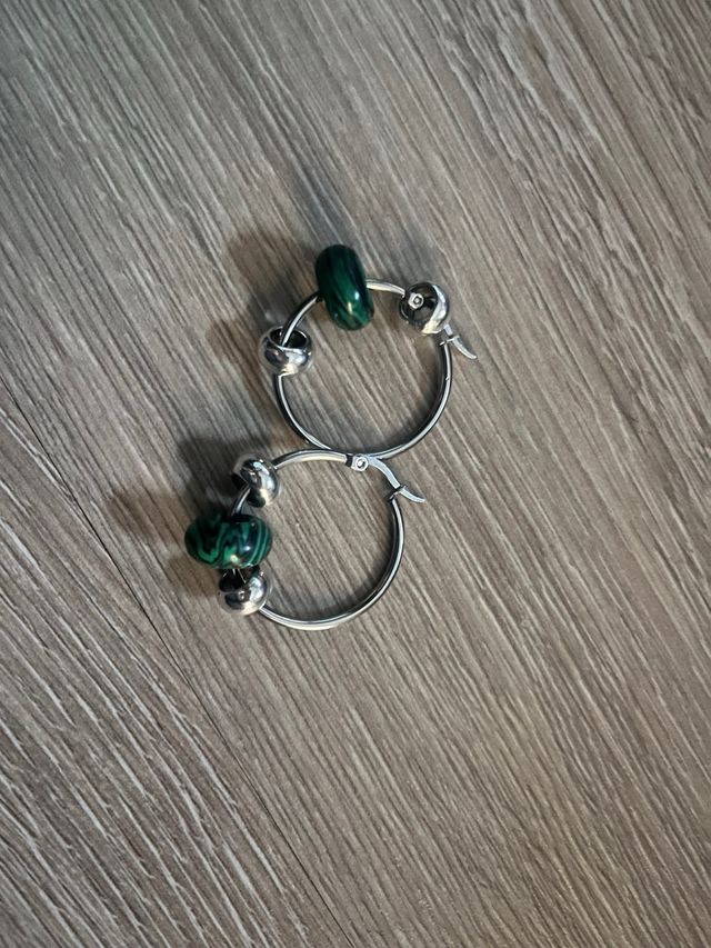 Pendientes aros acero inoxidable con piedras