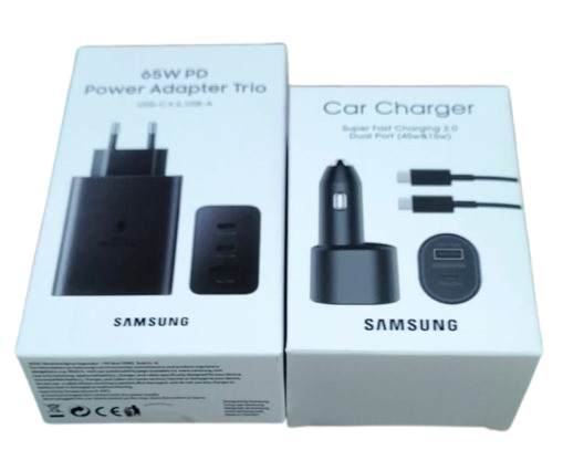 Cargador Samsung 65W Trio + Cargador Duo Coche 45W