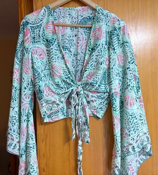 Blusa boho chic - Verde y Rosa