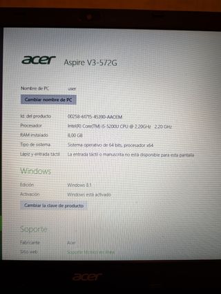Portátil Acer Aspire V3-572G