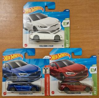HotWheels Set 3 Cars Tesla Model S Plaid