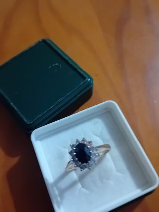 Anillo zafiro oro 9k