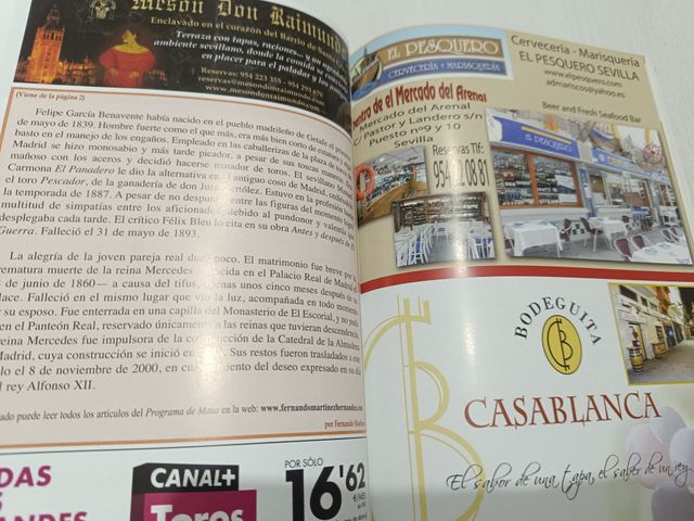 Plaza de toros de sevilla. Empresa Pages. Temporad