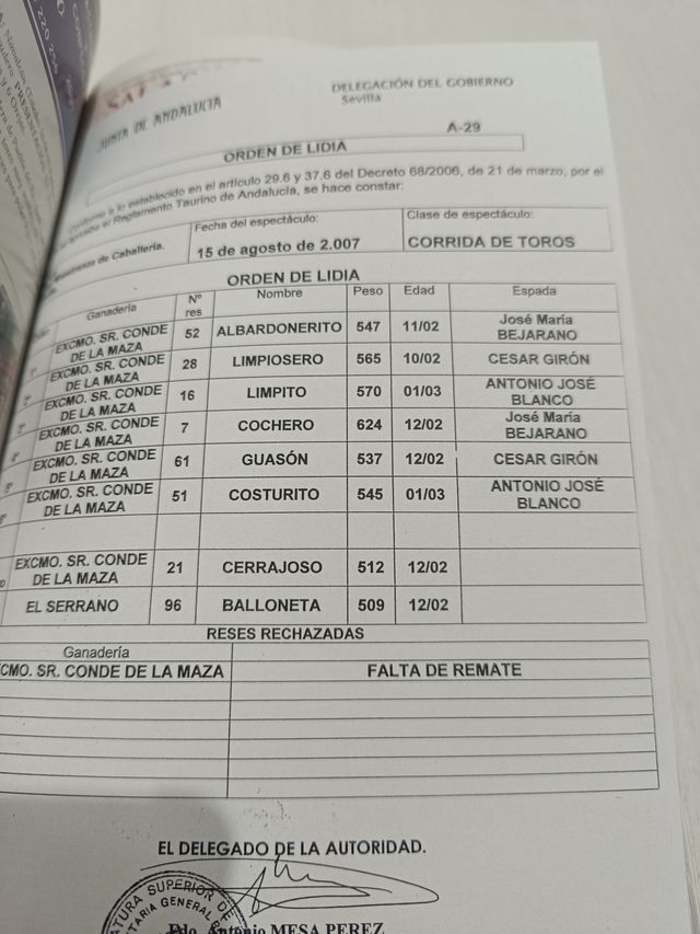 Plaza de toros de sevilla. Empresa Pages. 2007