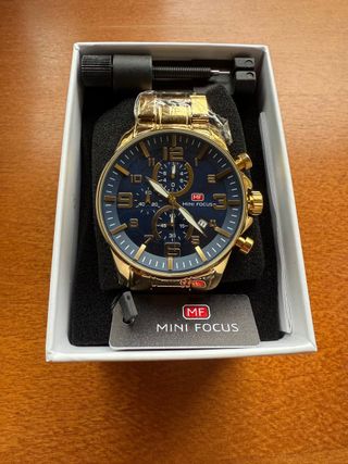 Reloj Mini Focus dorado azul 47mm