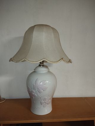 Lámpara mesa porcelana - Rosa y Blanca