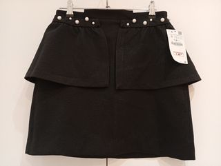 Falda Zara negra con perlas - Talla S