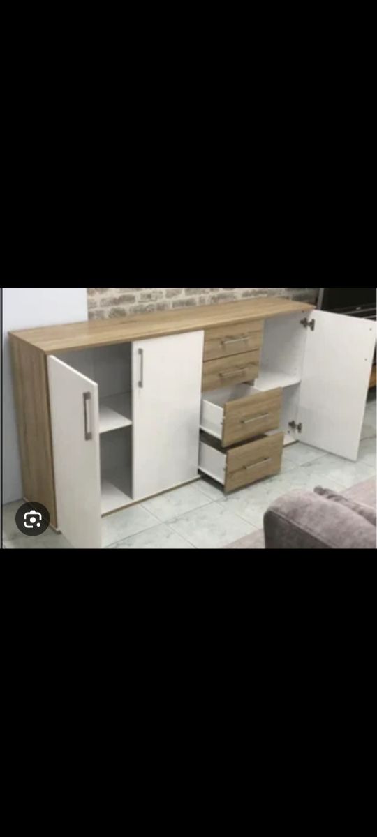 Armario salón blanco y marrón