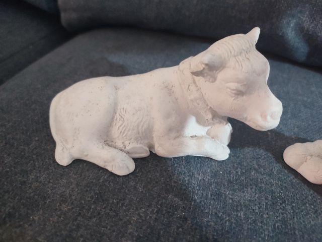 Mula y Buey Cabezones en yeso. Pesebre yeso