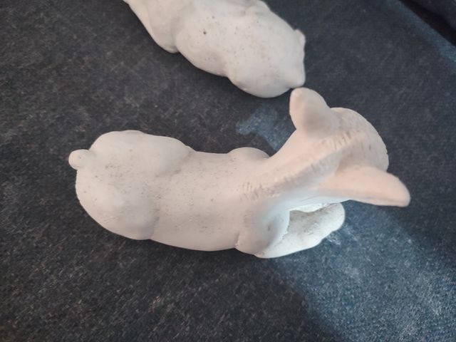 Mula y Buey Cabezones en yeso. Pesebre yeso