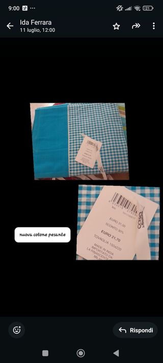 2Tovaglie  cotone-righe 150x220 e a quadri totale 