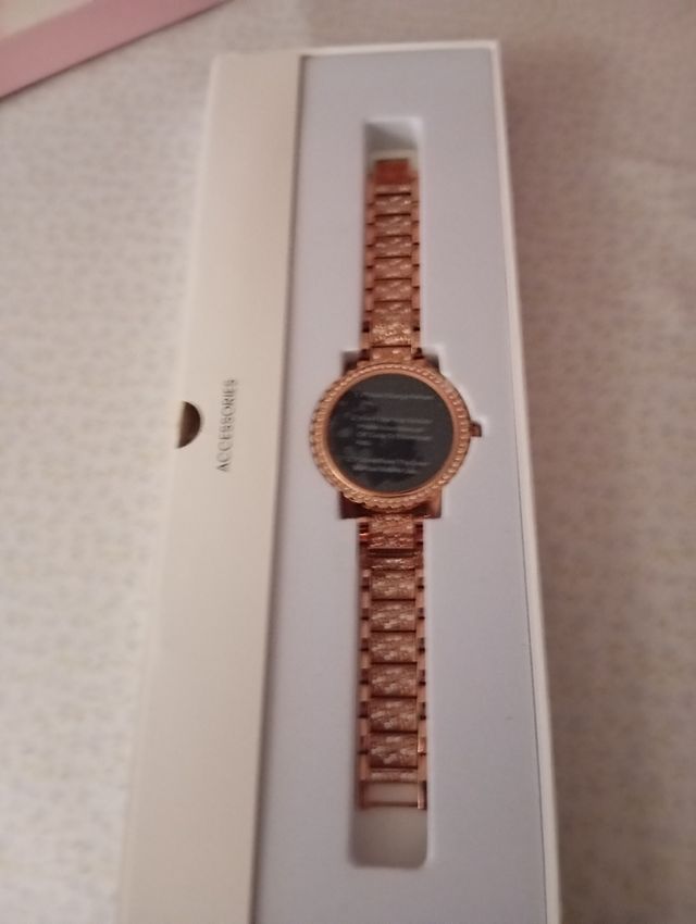 Reloj mujer brillante oro rosa con dos correas más