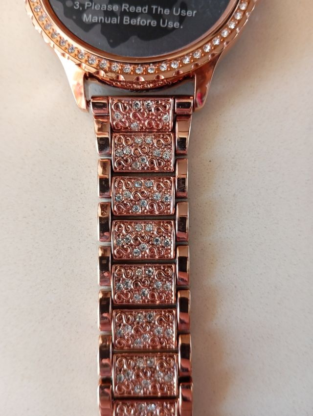 Reloj mujer brillante oro rosa con dos correas más