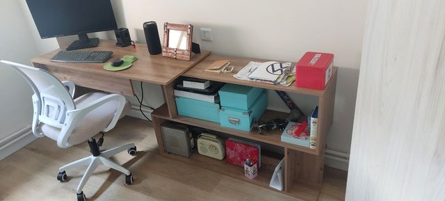 Escritorio madera - Mesa estudio. L o recta