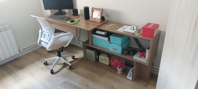 Escritorio madera - Mesa estudio. L o recta