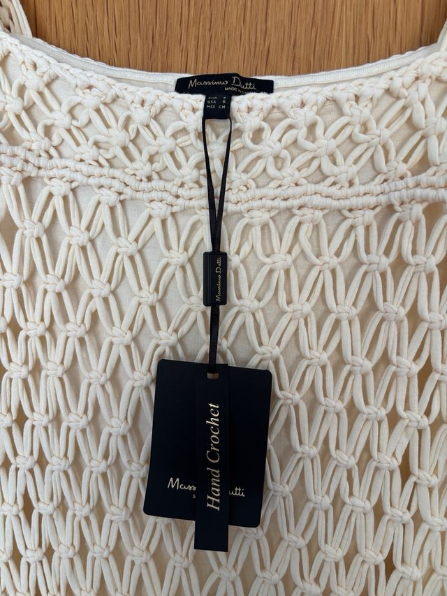 Vestido crochet Massimo Dutti blanco