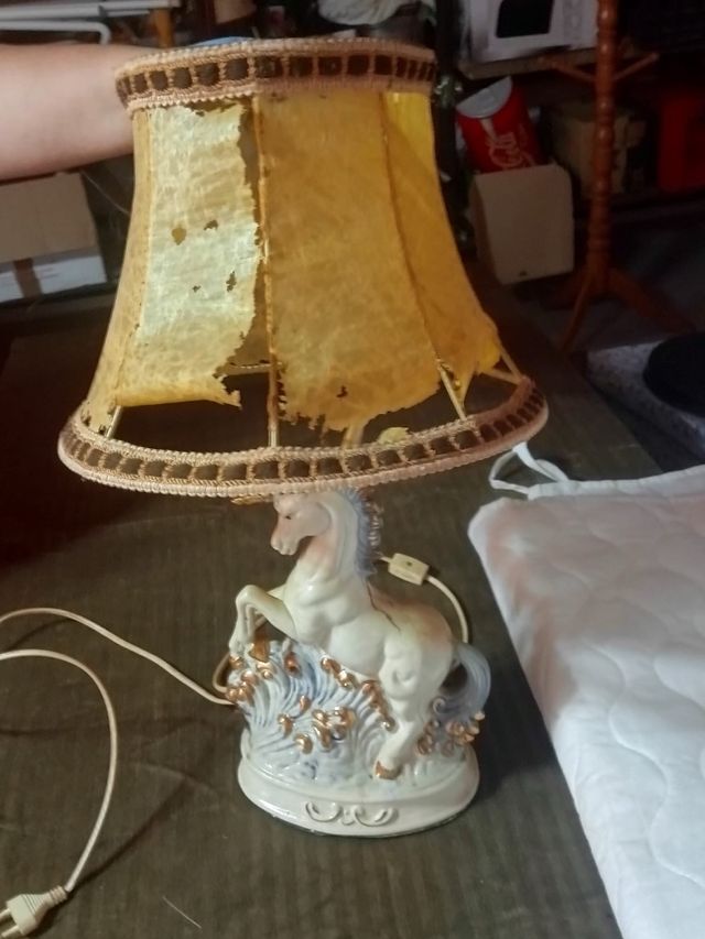 Lampada Cavallo Ceramica Vintage