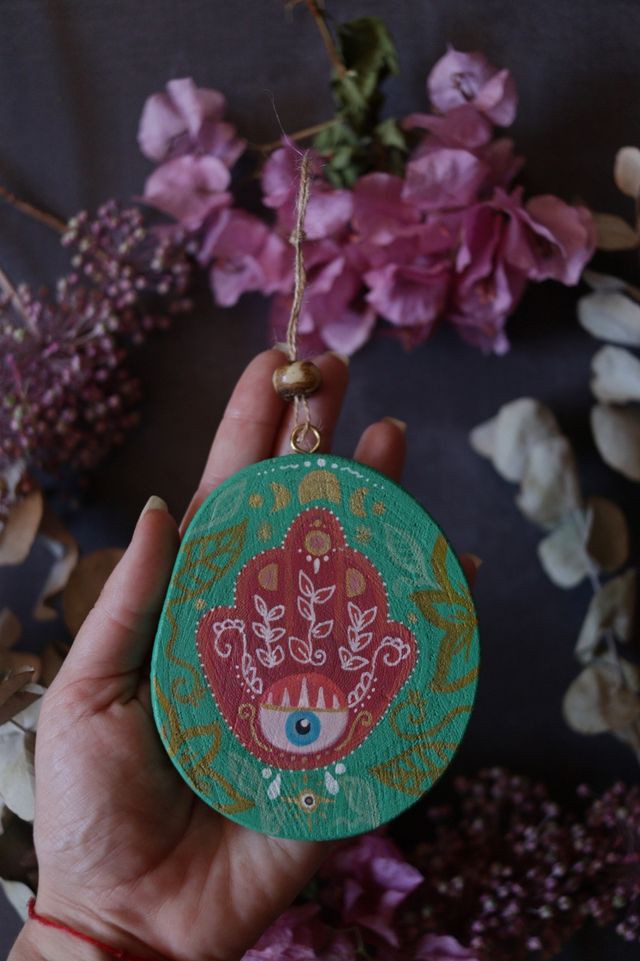 Amuleto Mano de Fátima pintado a mano 6