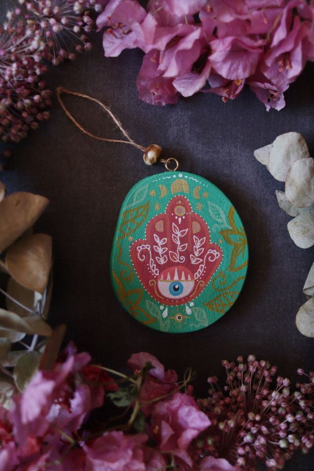 Amuleto Mano de Fátima pintado a mano 6