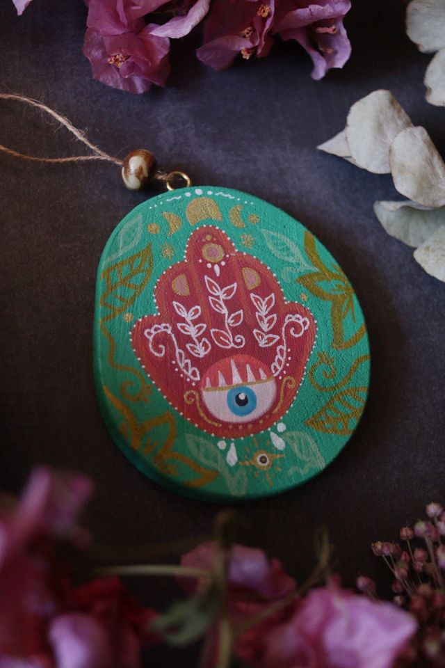 Amuleto Mano de Fátima pintado a mano 6
