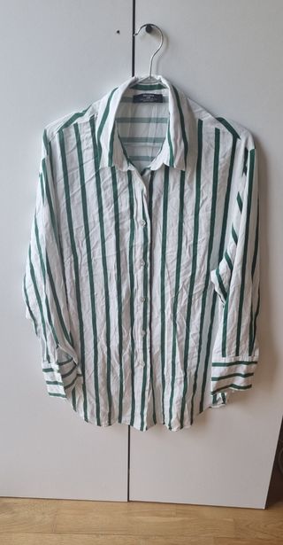 Camisa rayas Bershka M - Verde/Blanco