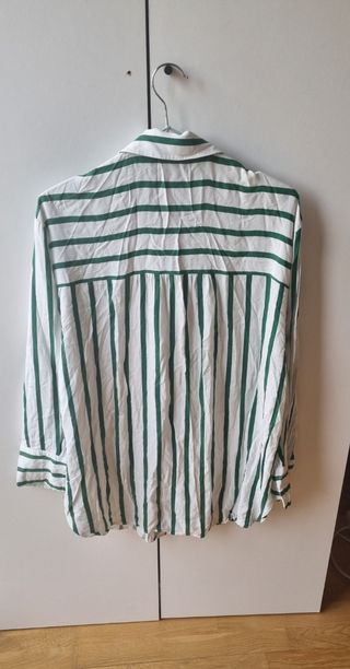Camisa rayas Bershka M - Verde/Blanco