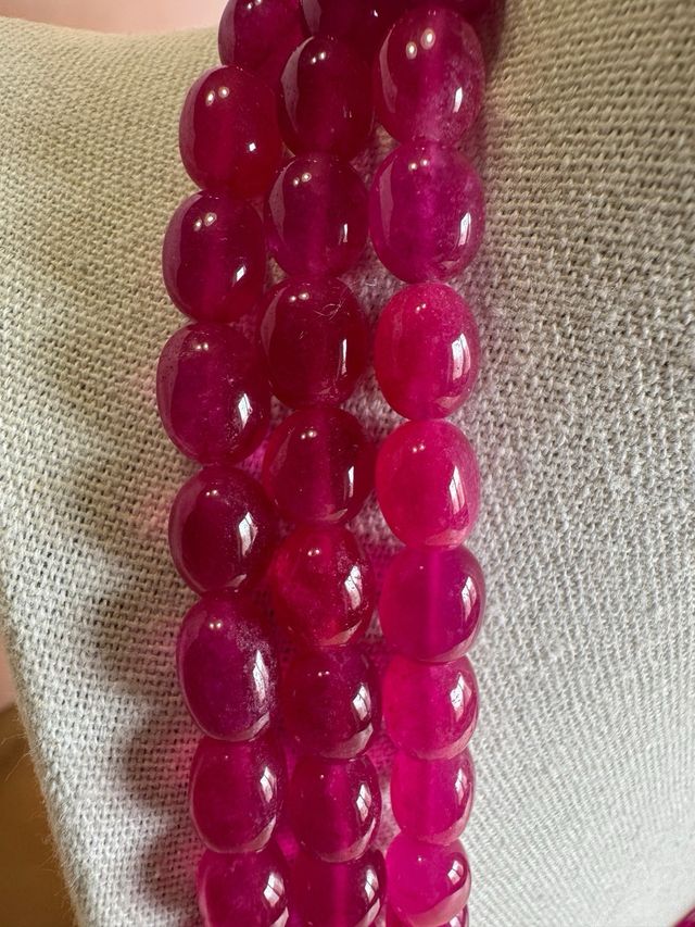 Collana Indiana a 3 fili in Agata Rosa 