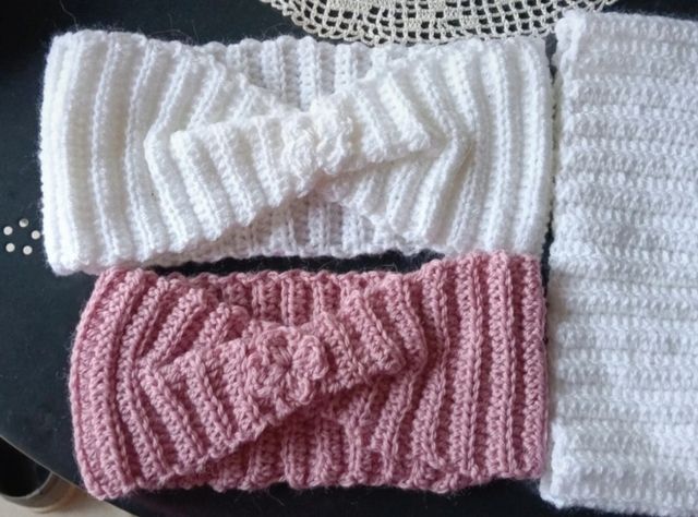 Fasce capelli invernali - rosa e bianche