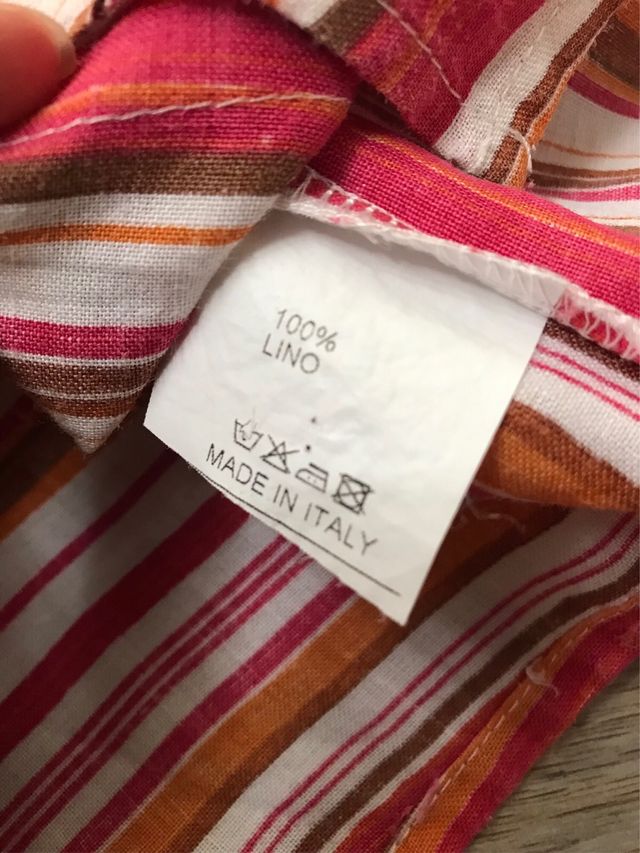 Camicia smanicata a righe in puro lino tgS/M