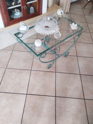 Tavolino vetro e ferro battuto