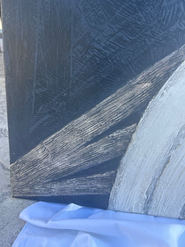 Cuadro abstracto blanco y negro