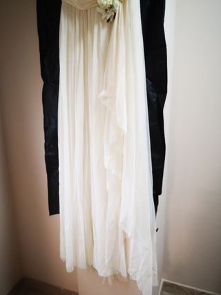 Vestido novia tul crudo