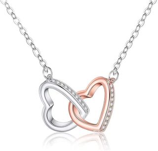 Collar 2 corazones oro plata