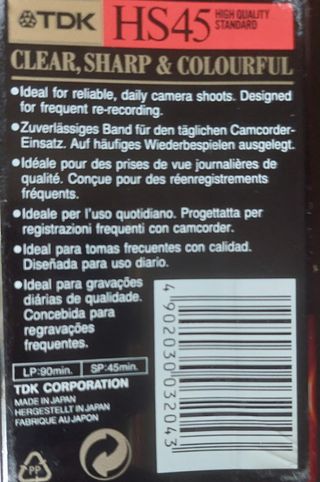 TDK HS45 VHS - Cinta video sin usar