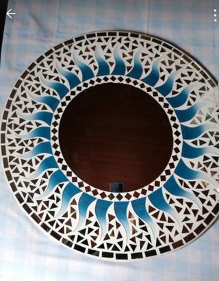 Specchio mosaico blu e bianco