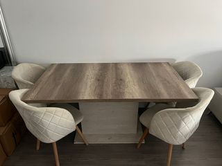 Mesa Comedor 4 sillas con tela antimanchas 