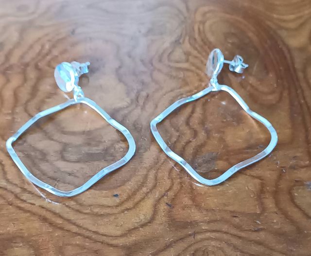 Pendientes Plata Ley - Diseño Cuadrado