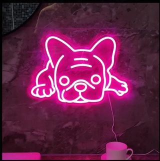 Lampada Neon LED BULLDOG Rosa - 43x31cm