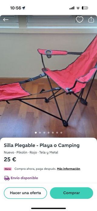 Silla Camping Pikolin Plegable Roja