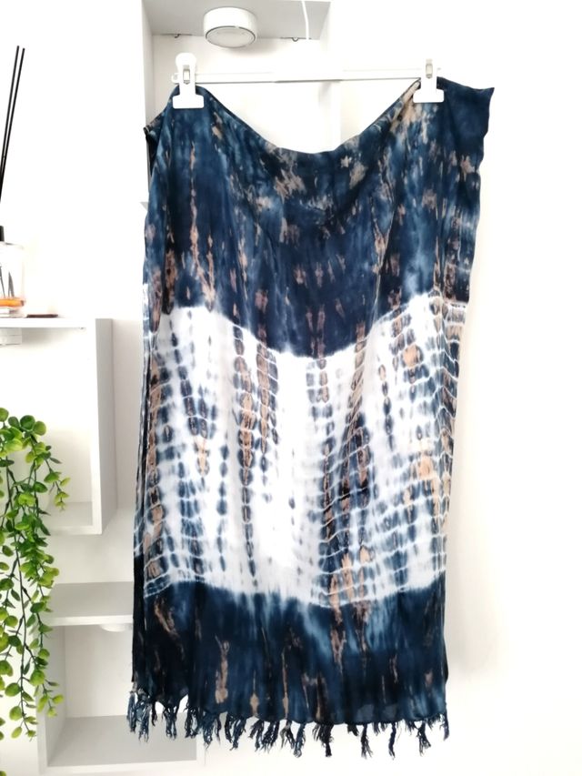 Pareo blu e bianco - tintura legata