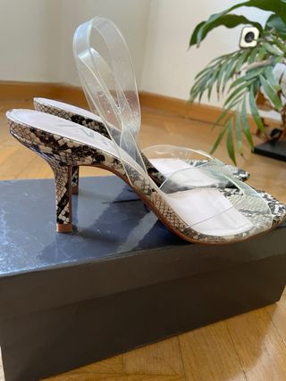 Sandalias ZARA tacón fino transparentes 38
