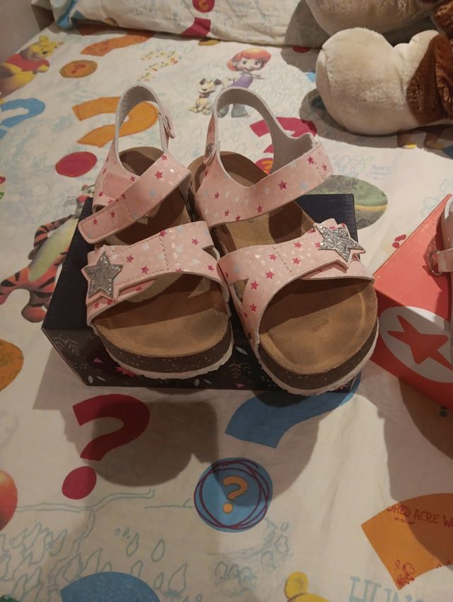 Sandalias niña blancas y rosas
