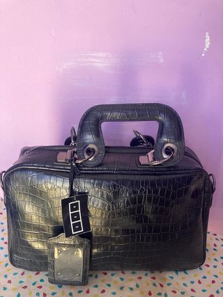 Bolso negro piel cocodrilo