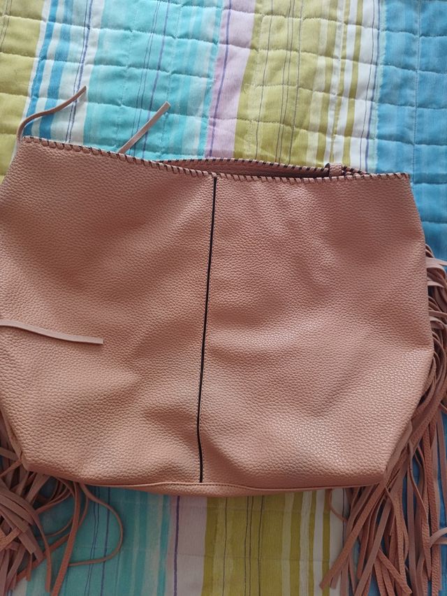 Bolso flecos beige