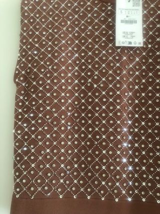 Top chaleco Zara marrón con pedrería - Talla