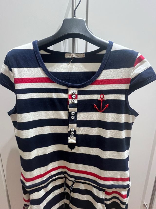 Vestido Sublime rayas azul-blanco