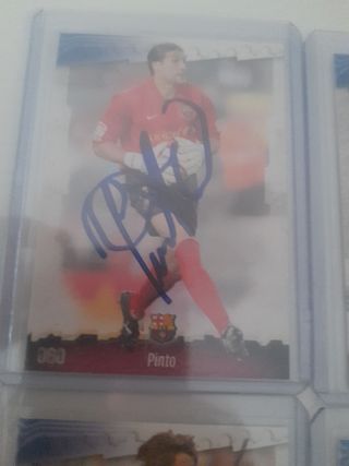 Lote de 6 cromos del FCB firmados 